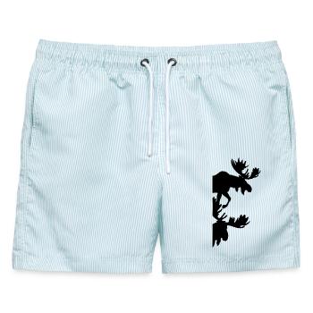Elch Silhouetten Moose - Männer Badeshorts - hellblau gestreift - Vorne - AI Model Male 178 light (178cm)