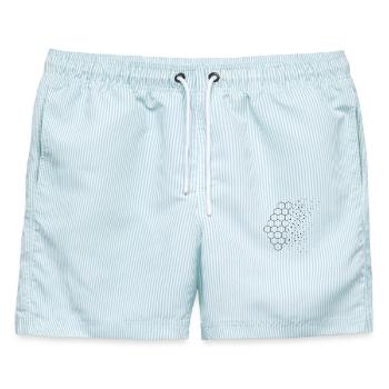 Entropy Drift – Physik Design - Männer Badeshorts - hellblau gestreift - Vorne - AI Model Male 178 light (178cm)