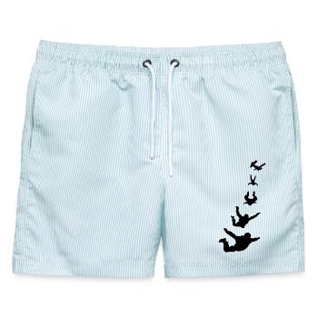 Skydiver Fallschirmspringer - Männer Badeshorts - hellblau gestreift - Vorne - AI Model Male 178 light (178cm)