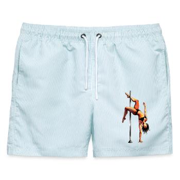 Pole Dance Butterfly Handstand Design für Frauen - Männer Badeshorts - hellblau gestreift - Vorne - AI Model Male 178 light (178cm)