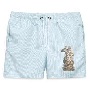 Steinmetz Steinmetzhandwerk - Männer Badeshorts - hellblau gestreift - Vorne - AI Model Male 178 light (178cm)