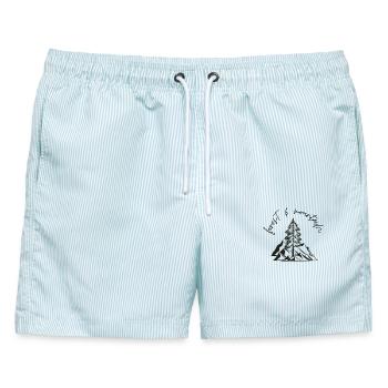 Forest Mountain - Männer Badeshorts - hellblau gestreift - Vorne - AI Model Male 178 light (178cm)