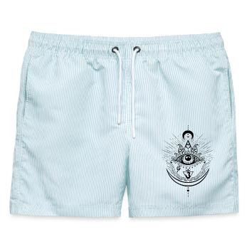 Dritte Auge Chakra Symbol Drittes Auge - Männer Badeshorts - hellblau gestreift - Vorne - AI Model Male 178 light (178cm)