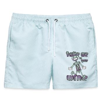Lustige Korkenzieher - Männer Badeshorts - hellblau gestreift - Vorne - AI Model Male 178 light (178cm)