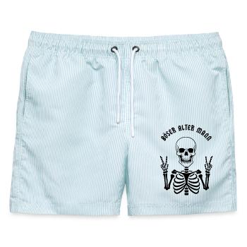 Böser alter Mann - Männer Badeshorts - hellblau gestreift - Vorne - AI Model Male 178 light (178cm)