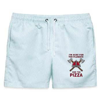 Viking Plunder - Männer Badeshorts - hellblau gestreift - Vorne - AI Model Male 178 light (178cm)