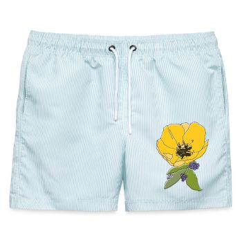 Tulpe mit Veilchen - Männer Badeshorts - hellblau gestreift - Vorne - AI Model Male 178 light (178cm)