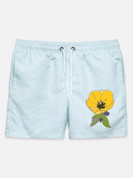Tulpe mit Veilchen - Männer Badeshorts - hellblau gestreift