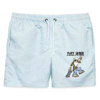 Opa SK8er - Männer Badeshorts - hellblau gestreift - Vorne - AI Model Male 178 light (178cm)