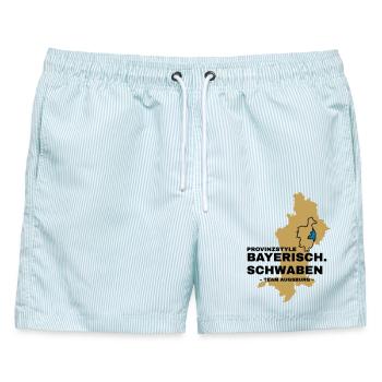 Schwaben | AUGSBURG - Männer Badeshorts - hellblau gestreift - Vorne - AI Model Male 178 light (178cm)