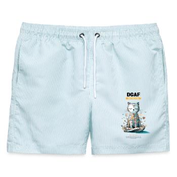 DGAF - Männer Badeshorts - hellblau gestreift - Vorne - AI Model Male 178 light (178cm)