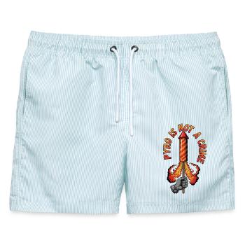 Pyro Ist Kein Verbrechen - Männer Badeshorts - hellblau gestreift - Vorne - AI Model Male 178 light (178cm)