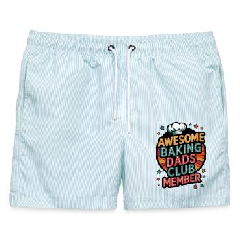 Backhelden Väter Club Mitglied - Männer Badeshorts - hellblau gestreift - Vorne - AI Model Male 178 light (178cm)
