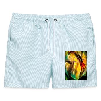Verwirrung - Männer Badeshorts - hellblau gestreift - Vorne - AI Model Male 178 light (178cm)