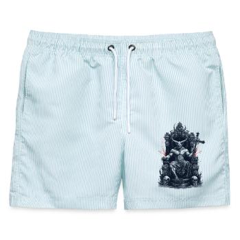 Nachtkönig - Männer Badeshorts - hellblau gestreift - Vorne - AI Model Male 178 light (178cm)