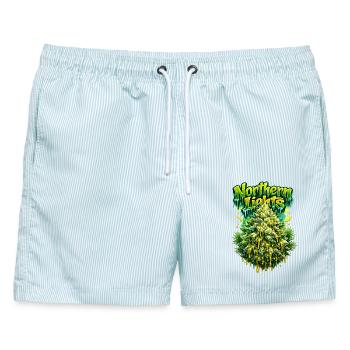 Northern Lights Graffiti Klassischer Druck - Männer Badeshorts - hellblau gestreift - Vorne - AI Model Male 178 light (178cm)