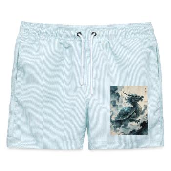 Der Heilige Abgrund: Xuangui – Ewigkeit - Männer Badeshorts - hellblau gestreift - Vorne - AI Model Male 178 light (178cm)