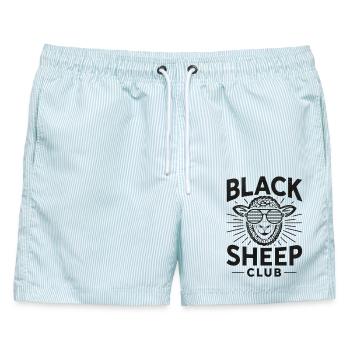 Black Sheep Club  - Männer Badeshorts - hellblau gestreift - Vorne - AI Model Male 178 light (178cm)