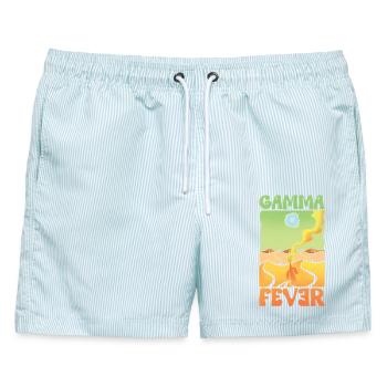 Gamma-Fieber - Männer Badeshorts - hellblau gestreift - Vorne - AI Model Male 178 light (178cm)