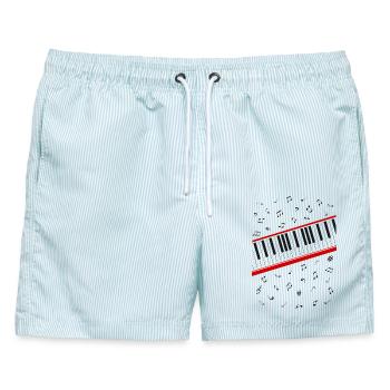 Beat It (1983) - Männer Badeshorts - hellblau gestreift - Vorne - AI Model Male 178 light (178cm)