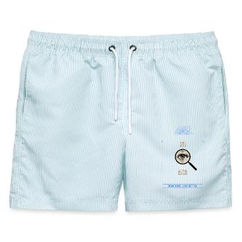 Über Analyzer Vergrößertes Auge - Männer Badeshorts - hellblau gestreift - Vorne - AI Model Male 178 light (178cm)