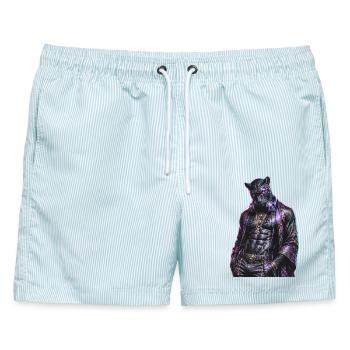 DropWild Dante 3 - Männer Badeshorts - hellblau gestreift - Vorne - AI Model Male 178 light (178cm)