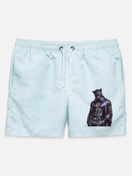 DropWild Dante 3 - Männer Badeshorts - hellblau gestreift
