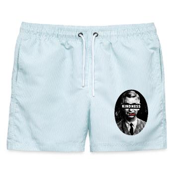 Kindness ist Punk - Männer Badeshorts - hellblau gestreift - Vorne - AI Model Male 178 light (178cm)