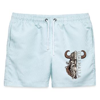 Odin Walhalla nordische Mythologie Wikinger - Männer Badeshorts - hellblau gestreift - Vorne - AI Model Male 178 light (178cm)