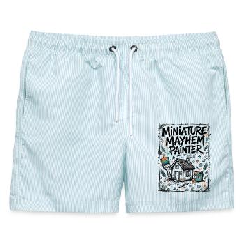 Miniaturen bemalen – Miniature Mayhem Painter - Männer Badeshorts - hellblau gestreift - Vorne - AI Model Male 178 light (178cm)