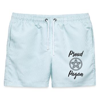 Stolzer heidnischer Beltane-Segen Maifeiertag - Männer Badeshorts - hellblau gestreift - Vorne - AI Model Male 178 light (178cm)