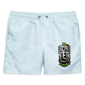 E Scooter Crew cooles Elektroroller Team - Männer Badeshorts - hellblau gestreift - Vorne - AI Model Male 178 light (178cm)