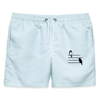 Spatzen - Männer Badeshorts - hellblau gestreift - Vorne - AI Model Male 178 light (178cm)