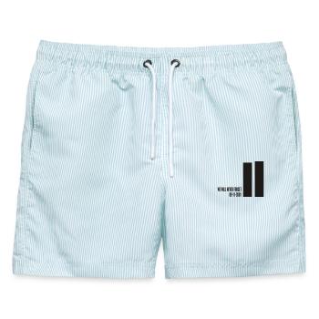 ANGRIFFE 11. September - Männer Badeshorts - hellblau gestreift - Vorne - AI Model Male 178 light (178cm)