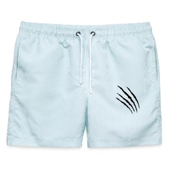 kratzer tatze klaue claws pfote - Männer Badeshorts - hellblau gestreift - Vorne - AI Model Male 178 light (178cm)
