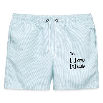 Wahl Te Amo oder Tequila - Männer Badeshorts - hellblau gestreift - Vorne - AI Model Male 178 light (178cm)