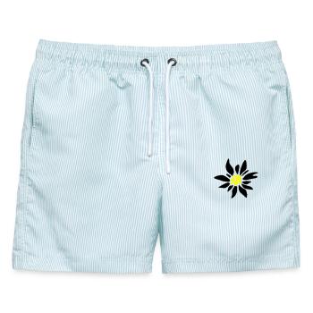Edelweiss - Männer Badeshorts - hellblau gestreift - Vorne - AI Model Male 178 light (178cm)