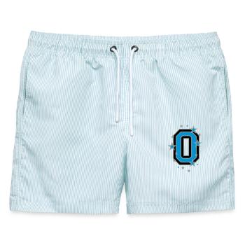 Nummer Eins 1 - Männer Badeshorts - hellblau gestreift - Vorne - AI Model Male 178 light (178cm)