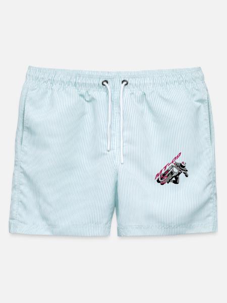 MT-09schrift - Männer Badeshorts - hellblau gestreift