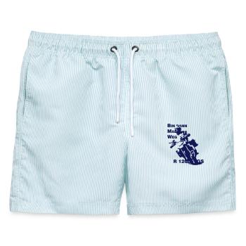 Bin dann Mal Weg - Männer Badeshorts - hellblau gestreift - Vorne - AI Model Male 178 light (178cm)