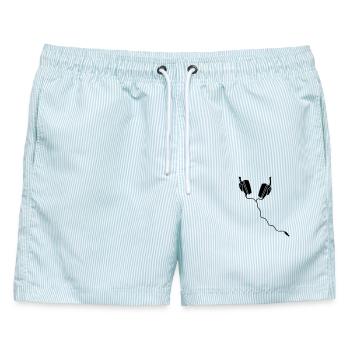 kopfhörer DJ headphones - Männer Badeshorts - hellblau gestreift - Vorne - AI Model Male 178 light (178cm)