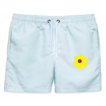 Blumen - Männer Badeshorts - hellblau gestreift - Vorne - AI Model Male 178 light (178cm)