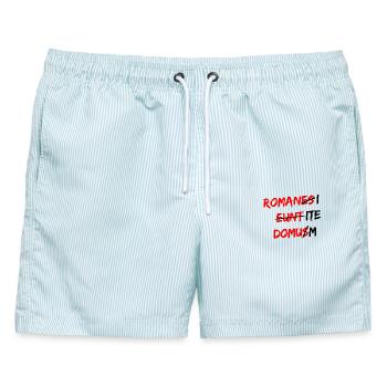Romanes Eunt Domus Latein Spruch - Männer Badeshorts - hellblau gestreift - Vorne - AI Model Male 178 light (178cm)