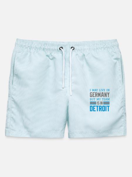 Detroit - Männer Badeshorts - hellblau gestreift