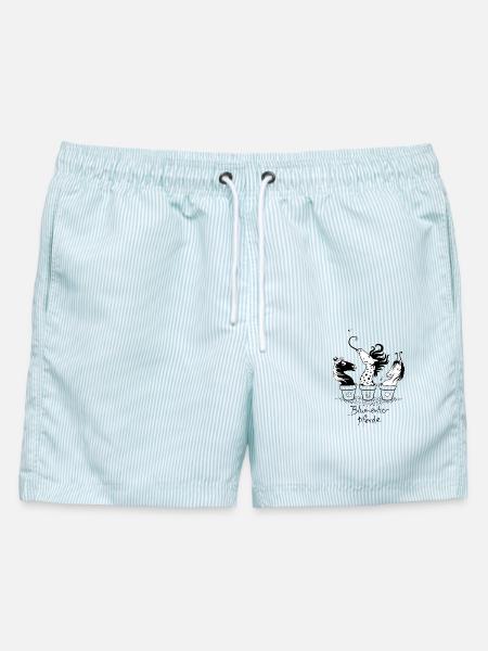 BlumentoPferde - Männer Badeshorts - hellblau gestreift