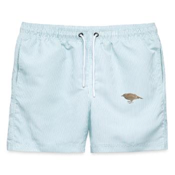 Vogel Nachtigall - Männer Badeshorts - hellblau gestreift - Vorne - AI Model Male 178 light (178cm)