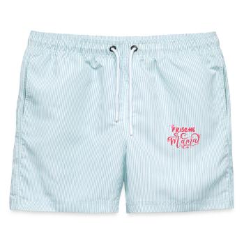 Frische Mama Frischgewordene Mama Mutter - Männer Badeshorts - hellblau gestreift - Vorne - AI Model Male 178 light (178cm)