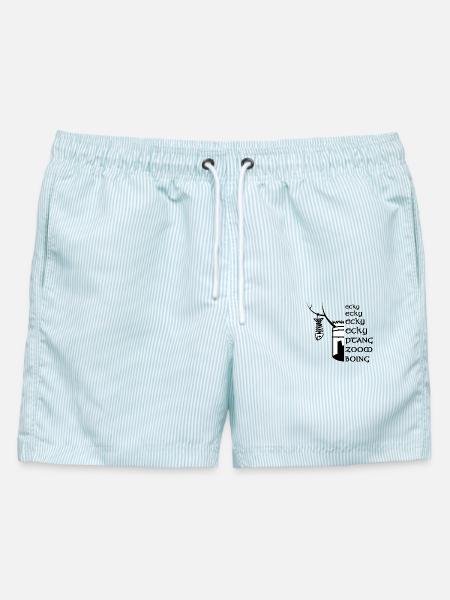Ecky Ecky Zoom Boing Spruch Motiv - Männer Badeshorts - hellblau gestreift