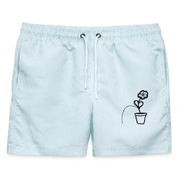 Pipinelke - Männer Badeshorts - hellblau gestreift - Vorne - AI Model Male 178 light (178cm)