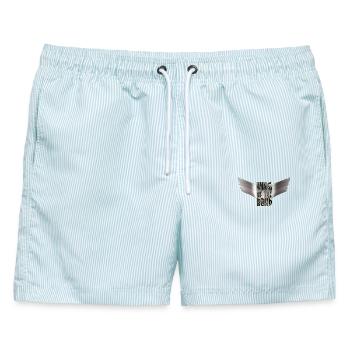 King Of The Road - Black Steel Wings - Männer Badeshorts - hellblau gestreift - Vorne - AI Model Male 178 light (178cm)
